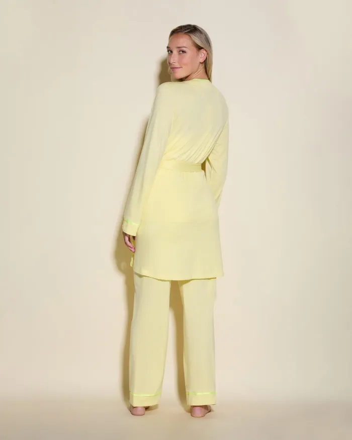 Pj Sets Women Cosabella Bella 3 Piece Set With Robe Mignonetteneon Yellow