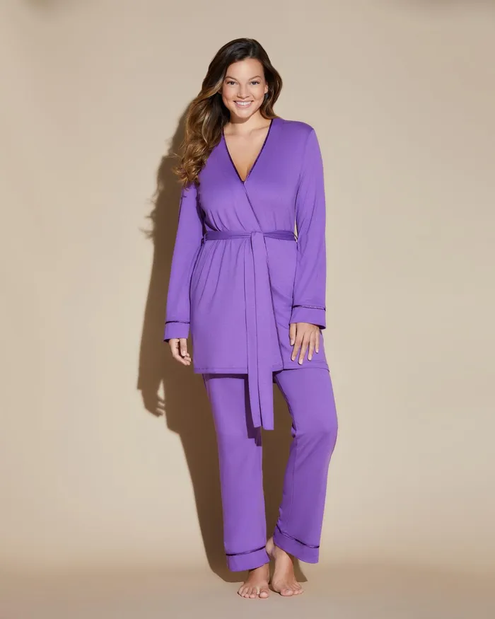 Pj Sets Women Cosabella Bella Curvy 3 Piece Set With Robe Cyclamencyclamen