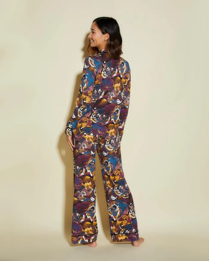 Pj Sets Women Cosabella Bella Printed Petite Printed Longsleeve Top And Pant Africa Tigerblack