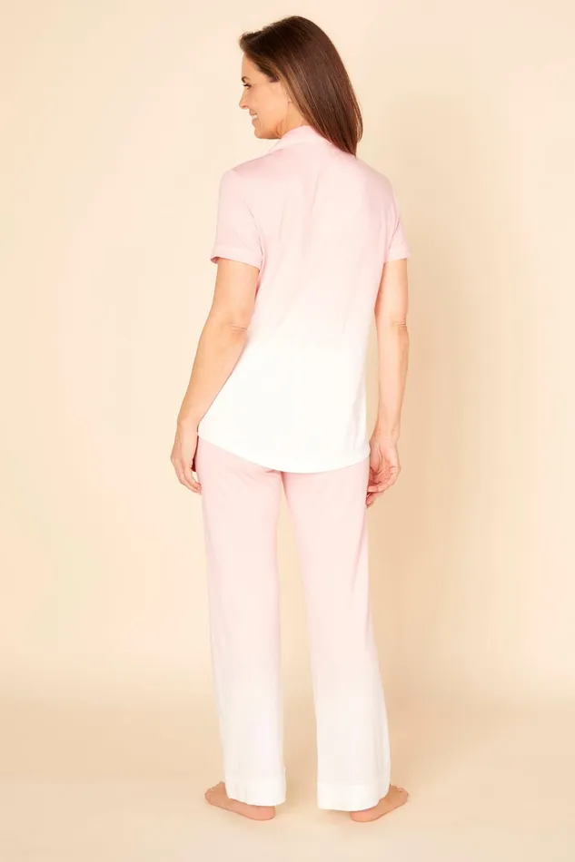 Pj Sets Women Cosabella Bella Printed Short Sleeve Top And Pant Pajama Set Fiore Ombrefiore