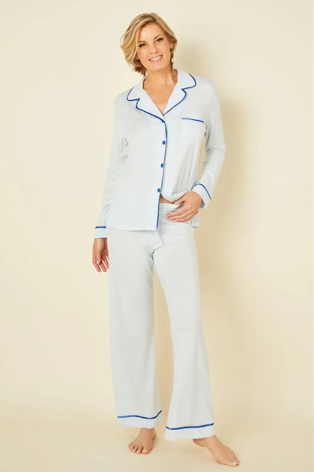Pj Sets Women Cosabella Bella Relaxed Long Sleeve Top and Pant Blu Veneziamare Pj Sets Women Cosabella Bella Relaxed Long Sleeve Top and Pant Blu Veneziamare