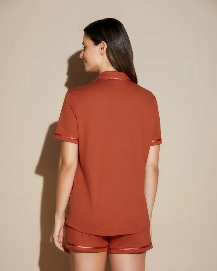 Pj Sets Women Cosabella Bella Short Sleeve Top and Boxer Pajama Set Saharasahara