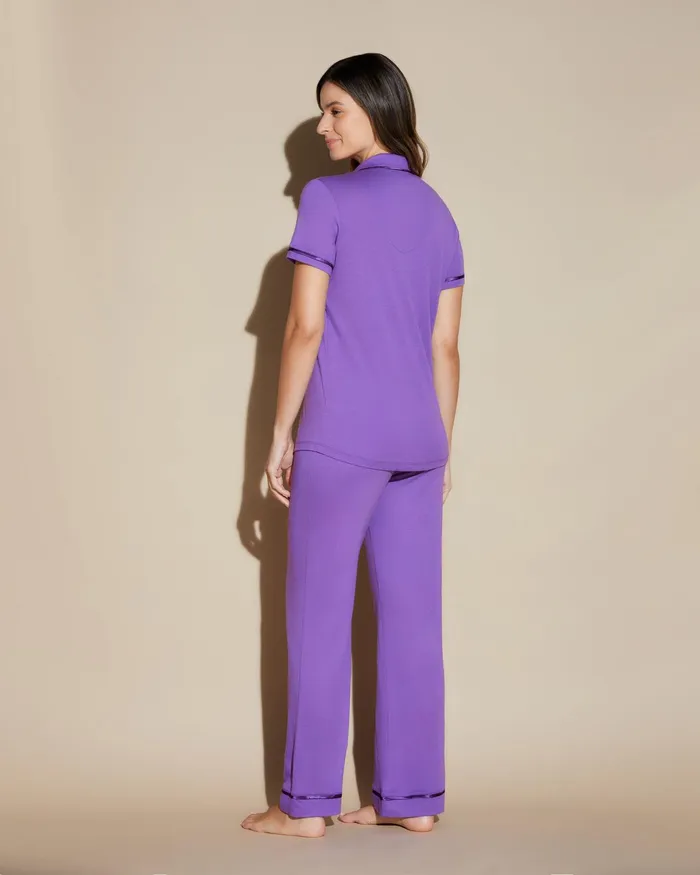 Pj Sets Women Cosabella Bella Short Sleeve Top and Pant Pajama Set Cyclamencyclamen