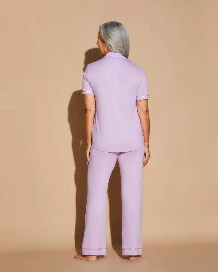 Pj Sets Women Cosabella Bella Short Sleeve Top and Pant Pajama Set Icy Violeticy Violet