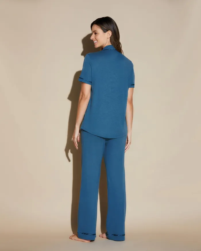 Pj Sets Women Cosabella Bella Short Sleeve Top and Pant Pajama Set Malawimalawi