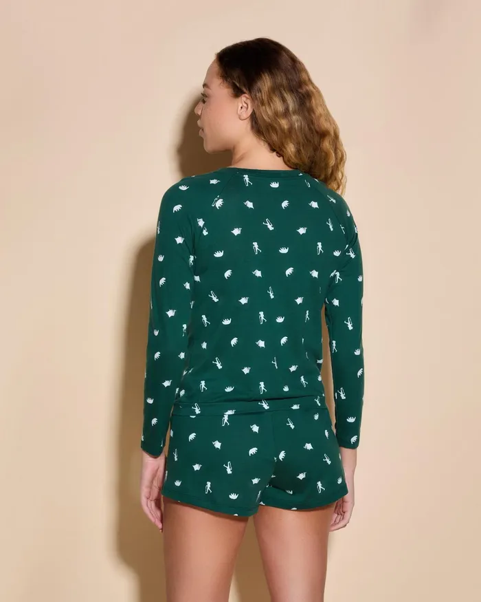 Pj Sets Women Cosabella Road Trip Longsleeve Top and Boxer Set Mountain