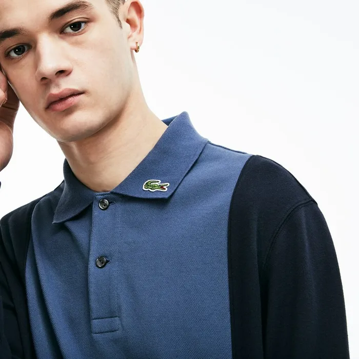 Polos Lacoste Mens LIVE Regular Fit Colorblock Piqu Polo Blue Near Me