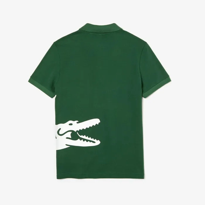 Polos Lacoste Mens Oversized Crocodile Print Polo Shirt Green Outlet