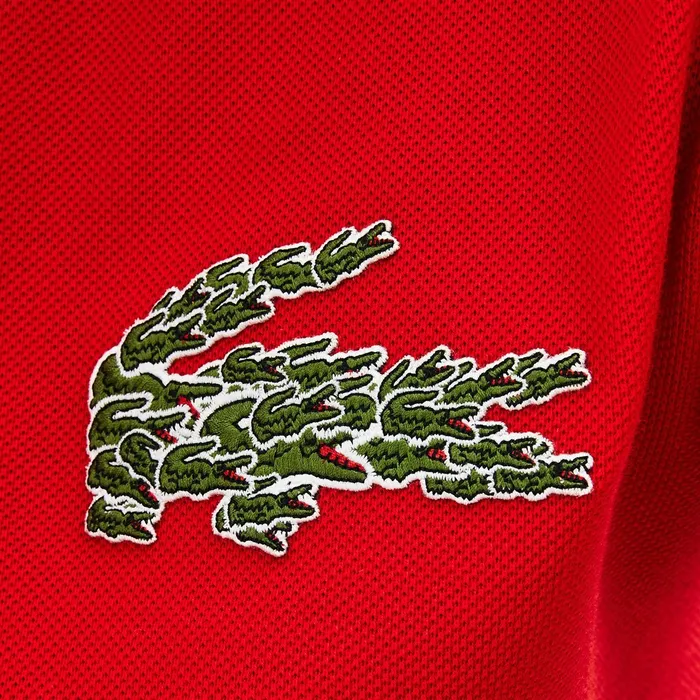 Polos Lacoste Mens Regular Fit Croco Magic Long Sleeve Polo Red Near Me