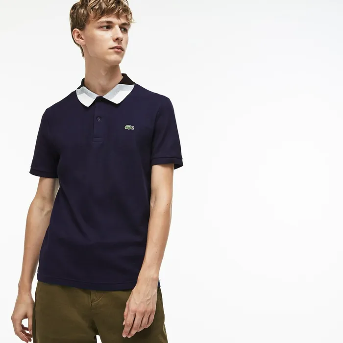 Polos Lacoste Mens Slim Fit Colourblock Striped Knop Piqu Polo Shirt Navy Blue Store Polos Lacoste Mens Slim Fit Colourblock Striped Knop Piqu Polo Shirt Navy Blue Store