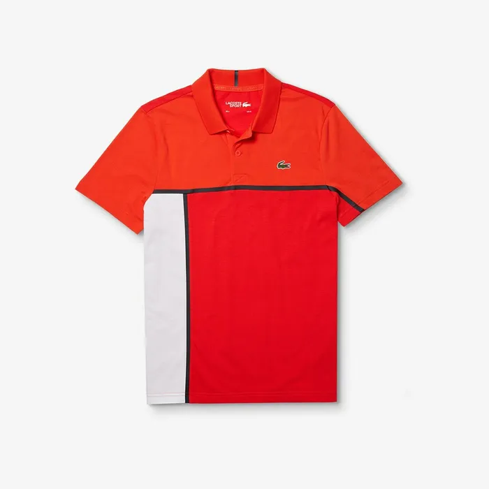 Polos Lacoste Mens SPORT Colorblock Cotton Polo RedWhiteBlack Shop Online