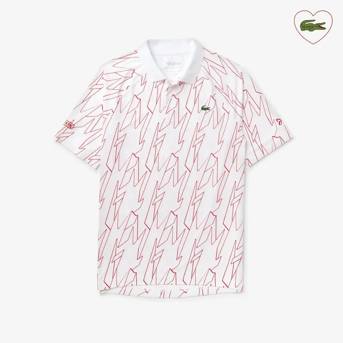 Polos Lacoste Mens SPORT French Open Ultra Lightweight Stretch Polo Shirt WhiteRed For Sale Online