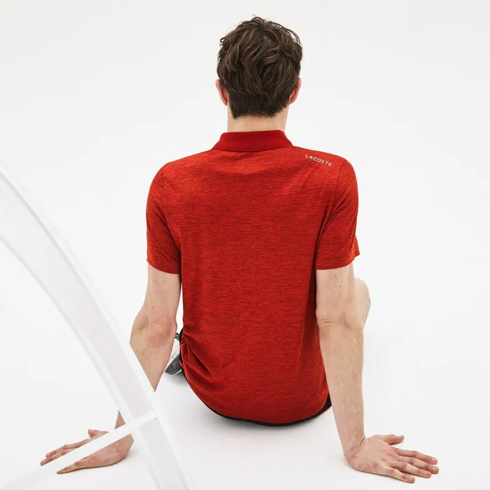 Polos Lacoste Mens SPORT Novak Djokovic Collection Tech Jersey Polo RedBlack For Sale Online