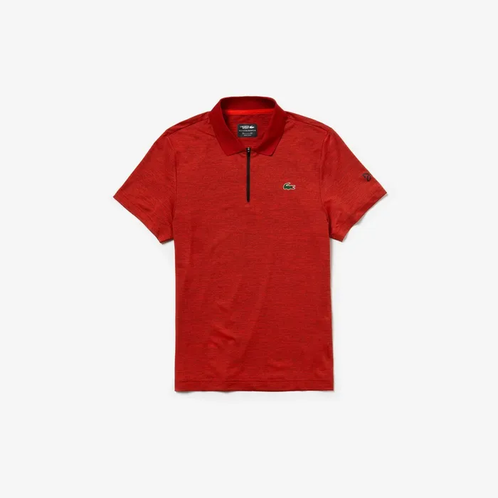 Polos Lacoste Mens SPORT Novak Djokovic Collection Tech Jersey Polo RedBlack For Sale Online