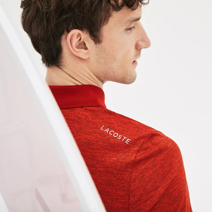Polos Lacoste Mens SPORT Novak Djokovic Collection Tech Jersey Polo RedBlack For Sale Online