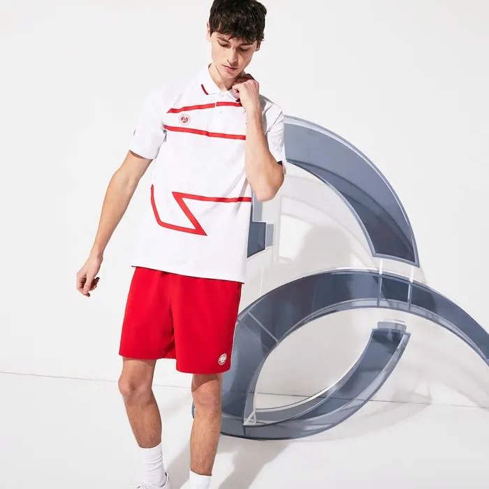 Polos Lacoste Mens SPORT Roland Garros x Novak Djokovic Polo Shirt WhiteRed Gift for Friend Polos Lacoste Mens SPORT Roland Garros x Novak Djokovic Polo Shirt WhiteRed Gift for Friend