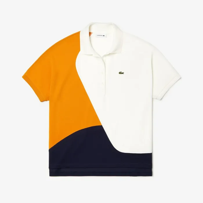 Polos Lacoste Womens ColorBlock Thermoregulating Piqu Polo Navy BlueWhiteOrange Online Outlet Store