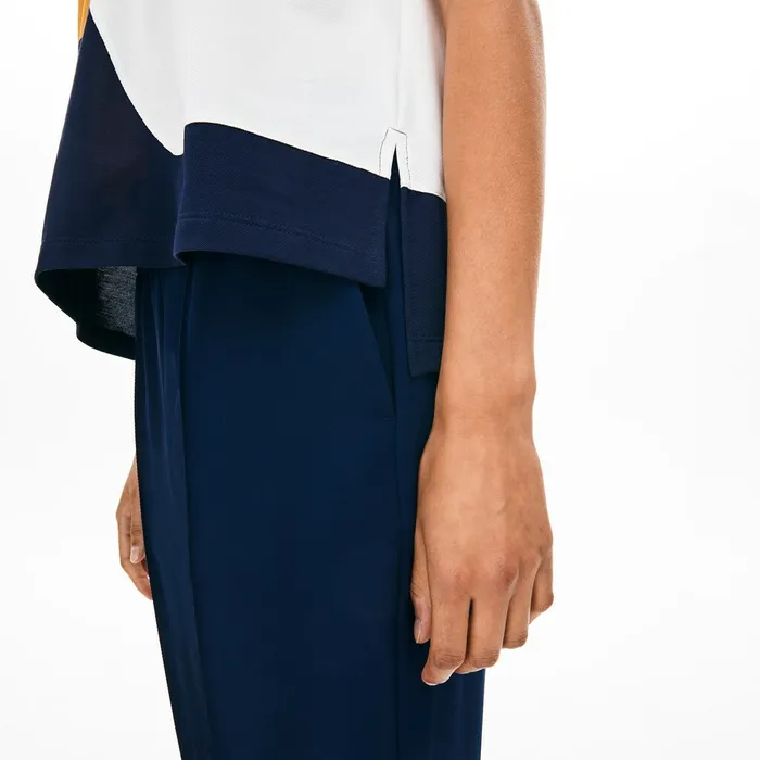 Polos Lacoste Womens ColorBlock Thermoregulating Piqu Polo Navy BlueWhiteOrange Online Outlet Store