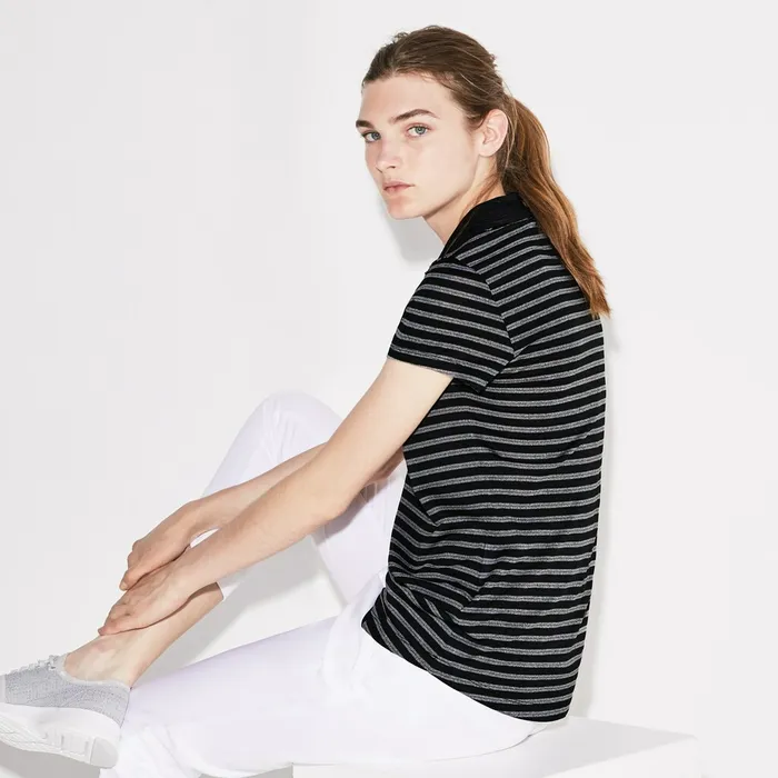 Polos Lacoste Womens SPORT Striped Technical Jersey Golf Polo BlackWhite Outlet Polos Lacoste Womens SPORT Striped Technical Jersey Golf Polo BlackWhite Outlet