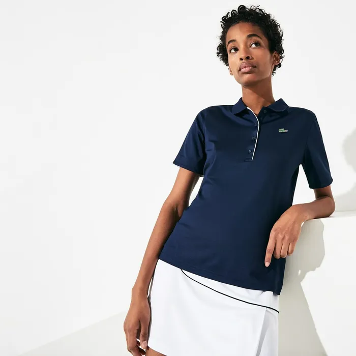 Polos Lacoste Womens SPORT Ultra Dry Performance Polo Navy BlueWhite Gift for Friend Polos Lacoste Womens SPORT Ultra Dry Performance Polo Navy BlueWhite Gift for Friend