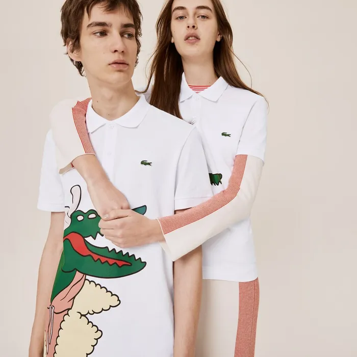 Polos Lacoste Womens Unisex x JeanMichel Tixier Print Classic Fit Polo Shirt WhiteYellow Online Polos Lacoste Womens Unisex x JeanMichel Tixier Print Classic Fit Polo Shirt WhiteYellow Online