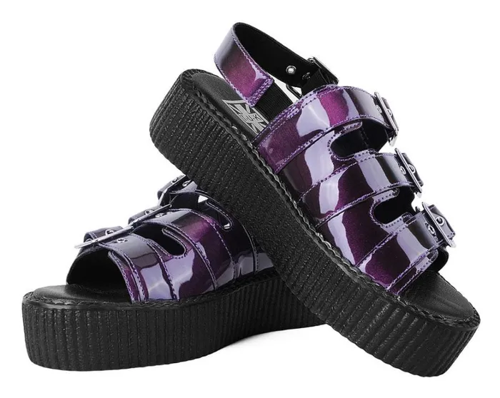 Purple Metallic 3Buckle Mondo Sandal Women TUK Shoes Platforms Purple Metallic 3Buckle Mondo Sandal Women TUK Shoes Platforms