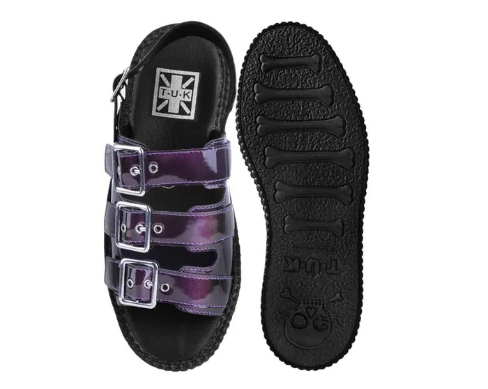 Purple Metallic 3Buckle Mondo Sandal Women TUK Shoes Platforms Purple Metallic 3Buckle Mondo Sandal Women TUK Shoes Platforms