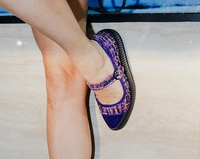 Purple Tweed Pointed Mary Jane Women TUK Shoes Mary Janes Purple Tweed Pointed Mary Jane Women TUK Shoes Mary Janes