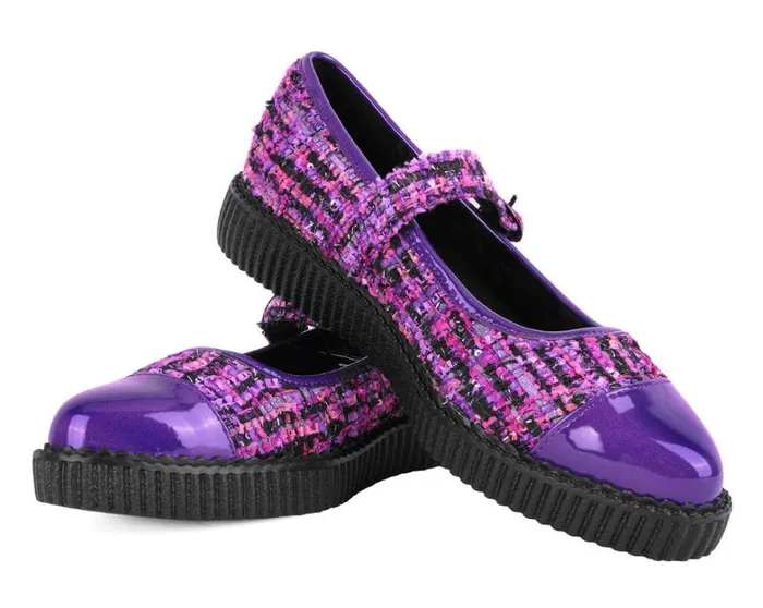 Purple Tweed Pointed Mary Jane Women TUK Shoes Mary Janes Purple Tweed Pointed Mary Jane Women TUK Shoes Mary Janes
