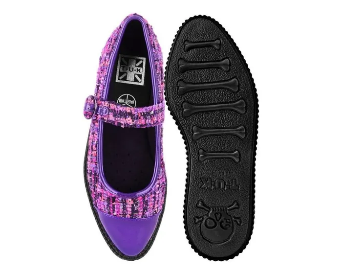 Purple Tweed Pointed Mary Jane Women TUK Shoes Mary Janes Purple Tweed Pointed Mary Jane Women TUK Shoes Mary Janes
