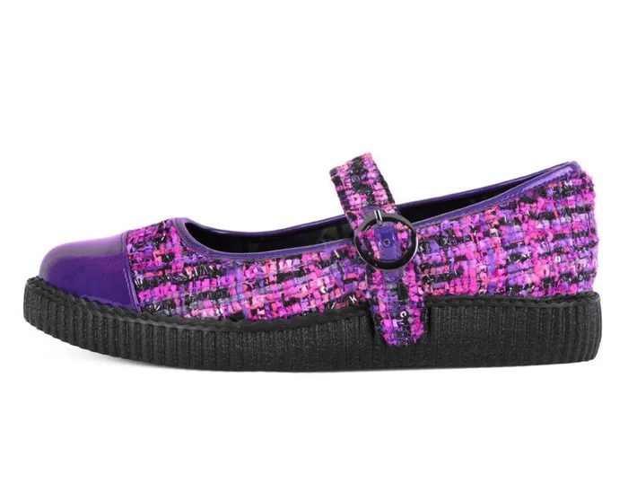 Purple Tweed Pointed Mary Jane Women TUK Shoes Mary Janes Purple Tweed Pointed Mary Jane Women TUK Shoes Mary Janes
