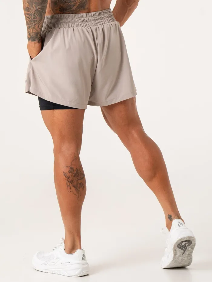Pursuit 2 In 1 Training Shorts 8211 Taupe Men Ryderwear Gym Shorts