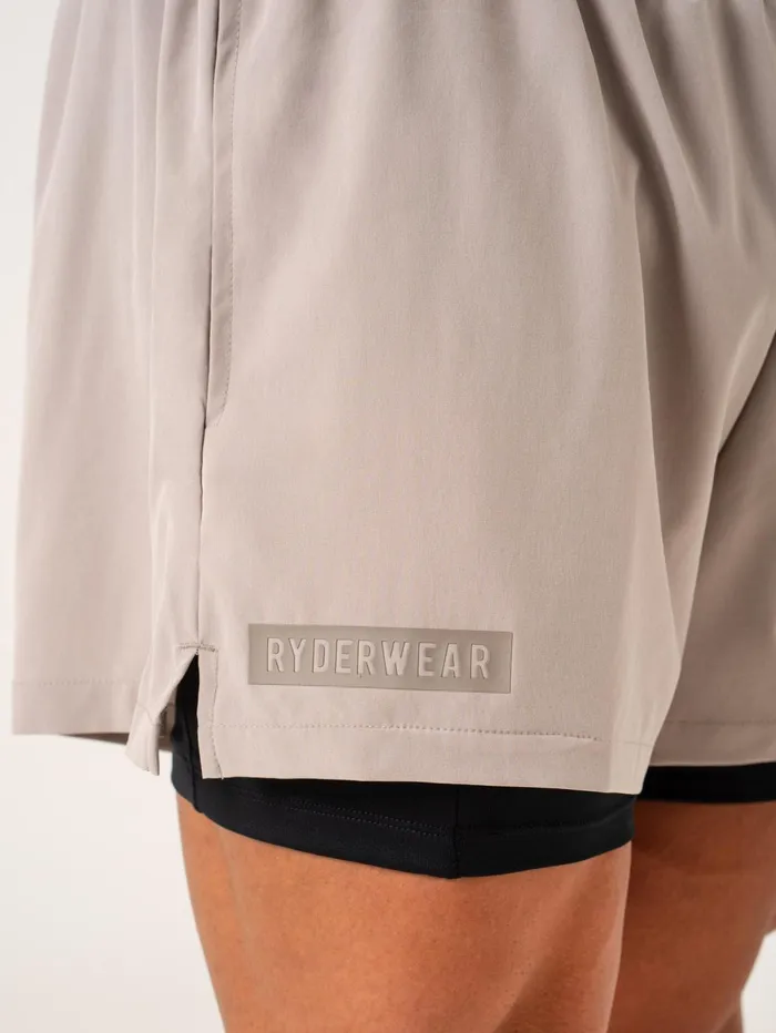 Pursuit 2 In 1 Training Shorts 8211 Taupe Men Ryderwear Gym Shorts