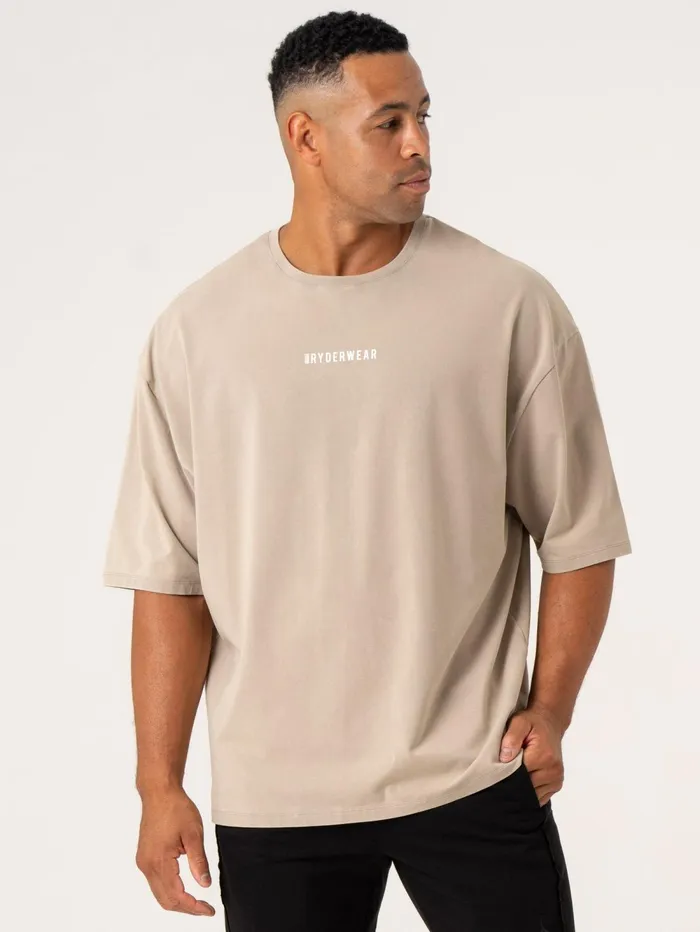 Pursuit Oversized TShirt 8211 Taupe Stonewash Men Ryderwear TShirts