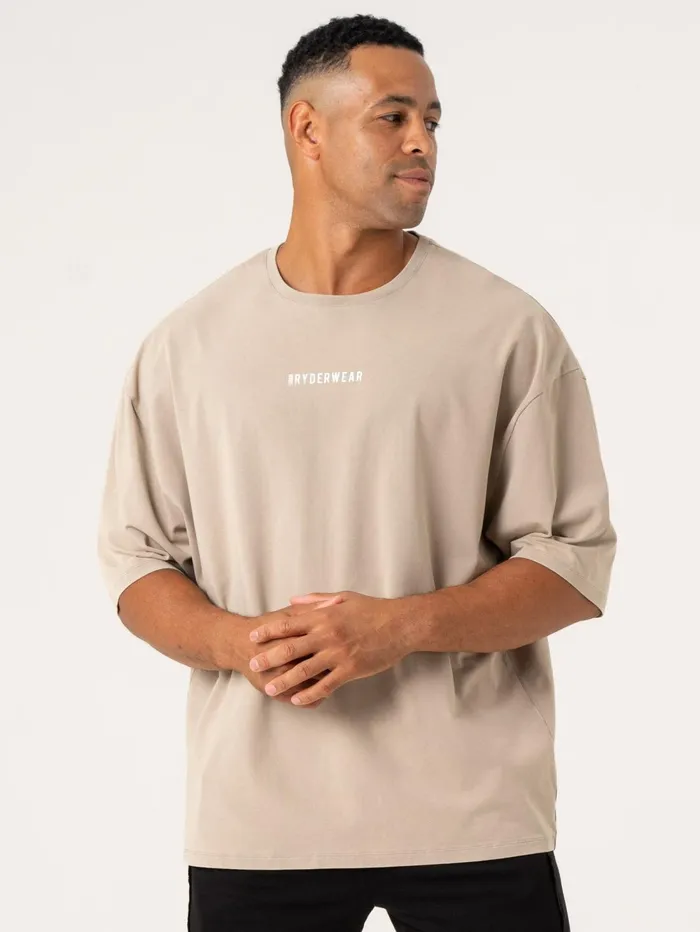 Pursuit Oversized TShirt 8211 Taupe Stonewash Men Ryderwear TShirts