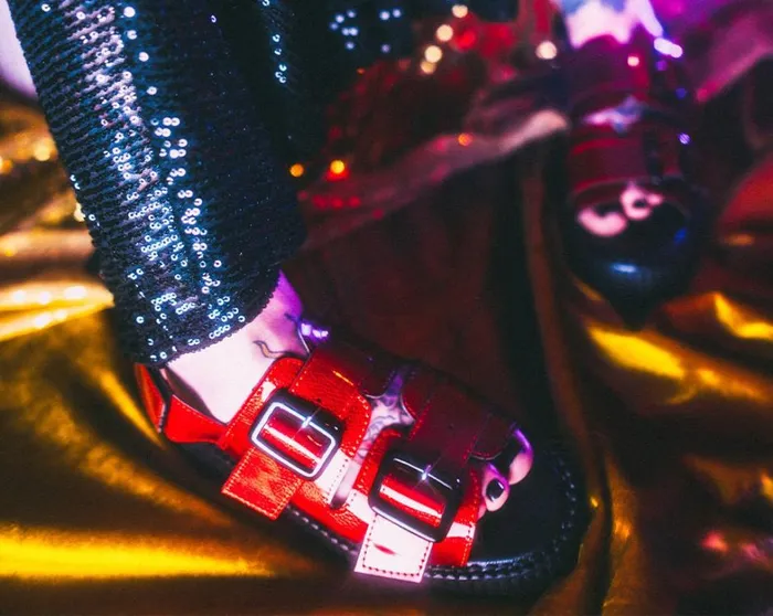 Red Patent 2Buckle Sandal Women TUK Shoes Platforms Red Patent 2Buckle Sandal Women TUK Shoes Platforms