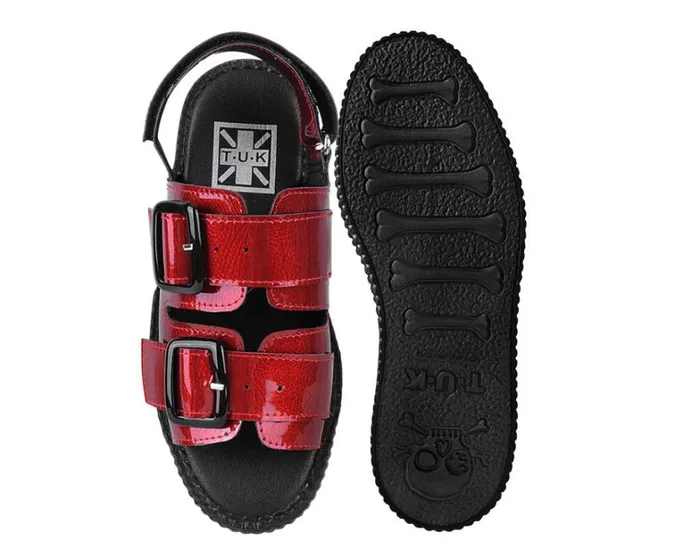 Red Patent 2Buckle Sandal Women TUK Shoes Platforms Red Patent 2Buckle Sandal Women TUK Shoes Platforms