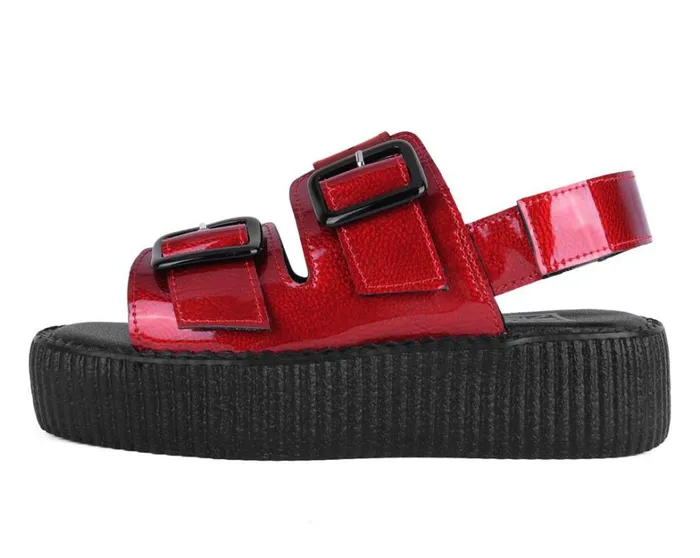 Red Patent 2Buckle Sandal Women TUK Shoes Platforms Red Patent 2Buckle Sandal Women TUK Shoes Platforms