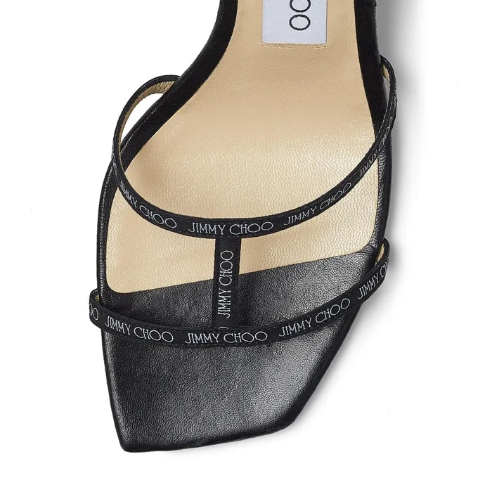 Ria 65 Black Nappa Leather Mules With LogoWoven Ribbon Straps Black Women JIMMY CHOO Mules