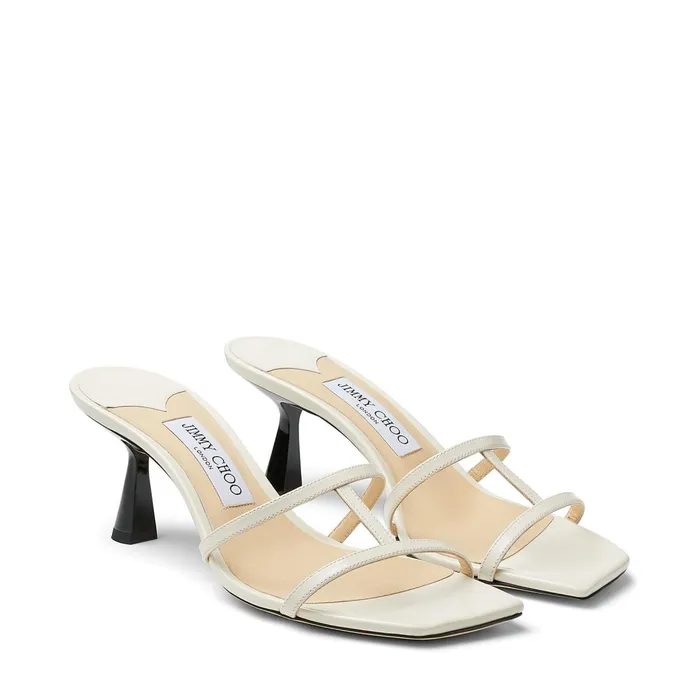 Ria 65 Latte Patent Leather Mules With Kick Heel Latte Women JIMMY CHOO Mules