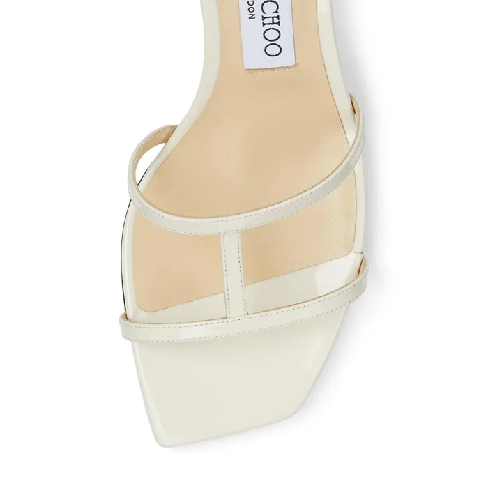 Ria 65 Latte Patent Leather Mules With Kick Heel Latte Women JIMMY CHOO Mules