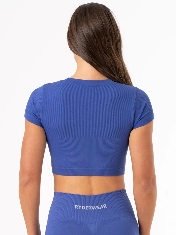 Rib Seamless TShirt 8211 Cobalt Women Ryderwear Tops