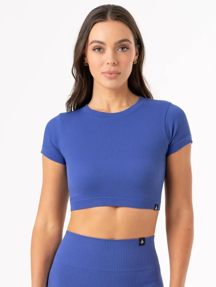 Rib Seamless TShirt 8211 Cobalt Women Ryderwear Tops