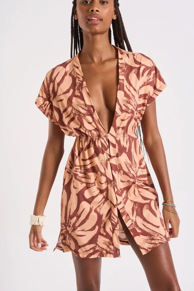 ROBE BEACHWEAR Pink 8211 ABELINE PAINTYVOIL Pink Women Banana Moon Dresses