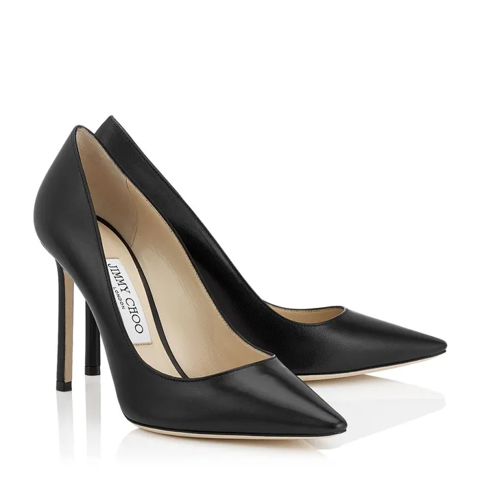 Romy 100 Black Kid Leather Pointy Toe Pumps Black Women JIMMY CHOO Pumps