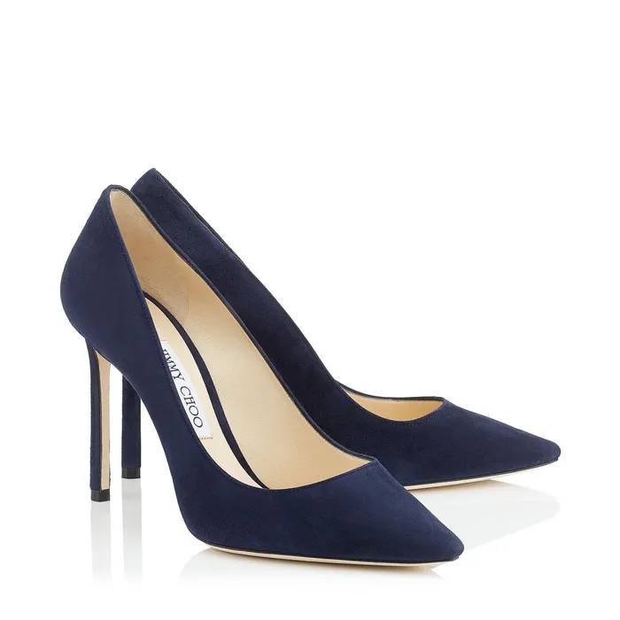 Romy 100 Navy Suede Pointed Pumps Navy Women JIMMY CHOO Pumps