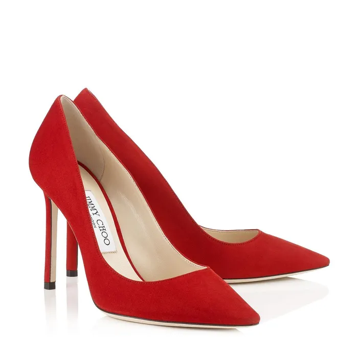 Romy 100 Red Suede Pointy Toe Pumps Red Women JIMMY CHOO Pumps