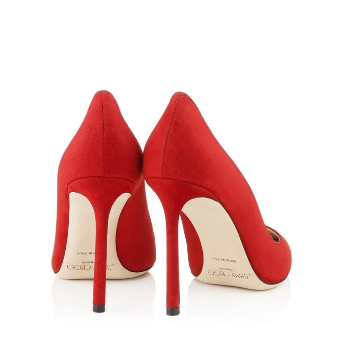 Romy 100 Red Suede Pointy Toe Pumps Red Women JIMMY CHOO Pumps
