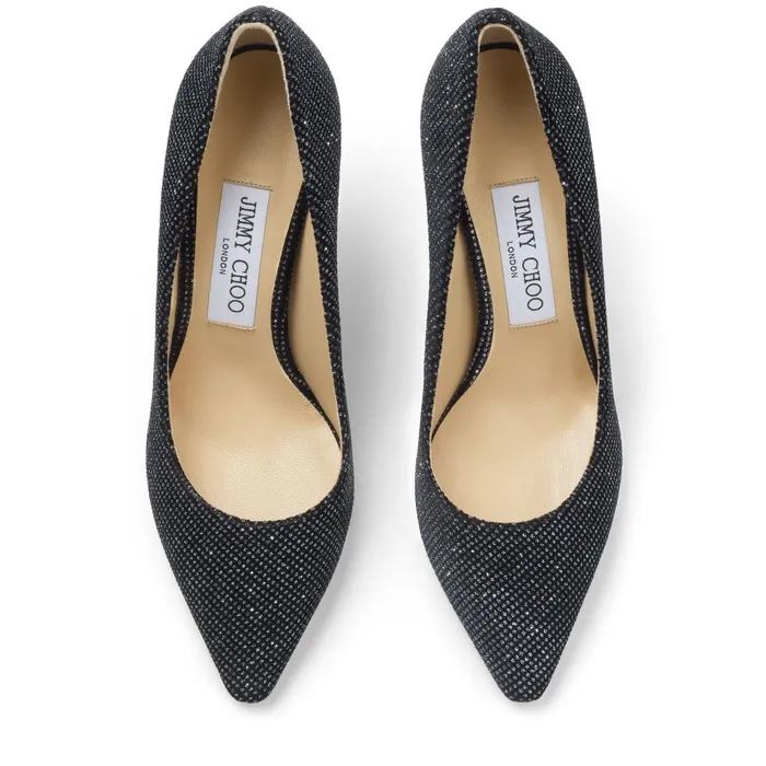 Romy 85 Black Anthracote Glitter Velvet Pointy Toe Pumps Blackanthracite Women JIMMY CHOO Pumps
