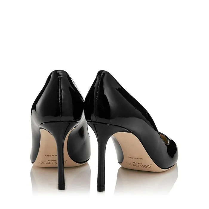 Romy 85 Black Patent Leather Pointy Toe Pumps Black Women JIMMY CHOO Pumps